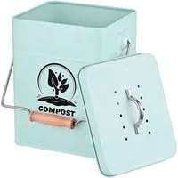 relaxdays Biomülleimer Komposteimer mit Geruchsfilter 6 Liter, Mint