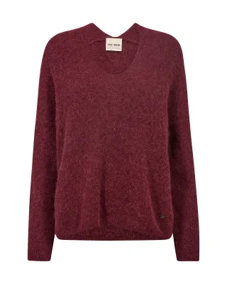 MOS MOSH - MMThora V-Neck Knit cabernet - Gr. - L