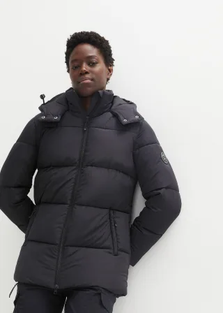 bonprix Wasserabweisende Funktions-Jacke, schwarz, Gr.50, wasserabweisende, weit geschnittende Steppjacke mit isolierender Wärmetechnologie und Reißverschlusstaschen, extra dick wattiert, aus BIONIC-FINISH® ECO