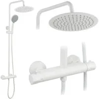 wohnwerk.idee Duschsystem Regendusche Dusche Set Duscharmatur mit Handbrause und Thermostat, ohne Wannenauslauf, höhenverstellbar