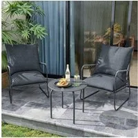 GOTLAND Gartenlounge-Set Garten Sitzgruppe, Atmungsaktive geflochtene PE-Rattan Gartenstühle, (Set, 3-tlg., Garten Lounge Set für Garten, Balkon), mit Kissen & runder Metall-Couchtisch, Terrassenmöbel Set aus Rattan