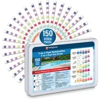 Veddelholzer Pool-Wassertest 7-in-1 Pool Teststreifen Schnelle Wasseranalyse Pool Whirlpool Spa, Cyanursäure und Alkalinität messen, 150-tlg., pH-Wert, Freies Chlor Brom, Gesamthärte, 150 Teststreifen