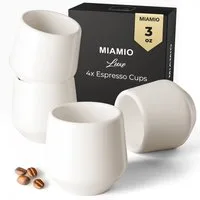 MiaMio Espressotasse Luxe ohne Henkel, 90 ml, Weiß, 4-tlg., Keramik, Ristretto & Doppio, dickwandig, modern