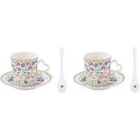 EasyLife Espressotasse Mon Amour, Porzellan, Spülmaschinengeeignet, Mehrfarbig, Herzen & Blumen, H: 6.3cm