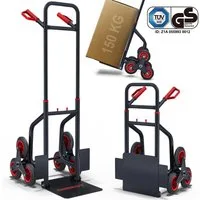 Onbest Treppensackkarre klappar bis 150 kg, PREMIUM, Vollgummi Räder, höhenverstellbar, Stahlrahmen