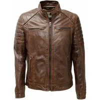Zimmert Leather Lederjacke Franky washed Lammnappa, Blouson, sportlich, Kastanie, Cognac, Braun, Schwarz