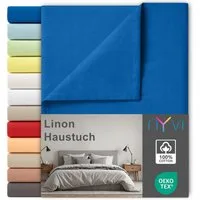 NYVI Betttuch Linon Deluxe Bettlaken ohne Gummizug aus 100% atmungsaktiver Baumwolle, Baumwolle, (1 Stück), Betttuch auch als Sommerdecke nutzbar, OEKO-TEX 100, Bei 60°C waschbar