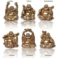 Yudu Buddhafigur 6 stück verschiedene Happy Buddha Figuren Glücksbringer H:6,50cm