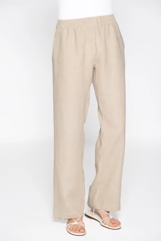 CLARINA - Hose, weites Bein, uni natur - Gr. - 44