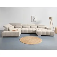 COTTA Wohnlandschaft Orion U-Form, B: 409 cm, mit Kopfteilverstellung & 6 Nierenkissen