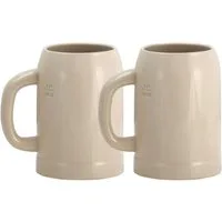 rastal Bierglas 2er Set Grenzauer-Bierkrug Humpen 0,5 Liter mit Eichstrich Steinkrug, Steingut