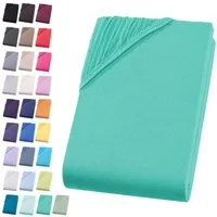 Visaggio Spannbettlaken Jersey aus 100% Baumwolle Boxspringbett / Wasserbett Spannbetttuch, Jersey, Gummizug: rundum, Spannbettlaken, für Matratzenhöhen bis 32 cm, Steghöhe 40 cm