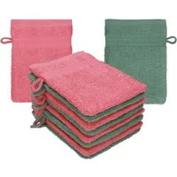 Betz Waschhandschuh 10 Stück Waschhandschuhe Premium 16x21 cm himbeere/tannengrün (10-tlg)