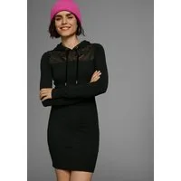 Melrose Strickkleid Mini-Länge, mit Spitzeneinsatz und Kapuze