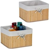 relaxdays Regalkorb Aufbewahrungskorb Set aus Bambus (2 St), natur, 2er-Pack