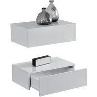 en.casa Nachtschrank »Oslo« in 2er Set mit Schublade 46x30x15cm Weiß Hochglanz