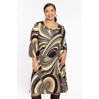 YOEK Midikleid Damen Kleid mit Druck mit langen Ärmeln