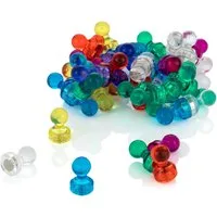 Poppstar Magnethalter Bunte Kegel-Magnete für Whiteboard inkl. Aufbewahrungs-Box (50-St., (11 x 17mm), Starke Pinnwand-Magneten für Kühlschrank / Magnettafel