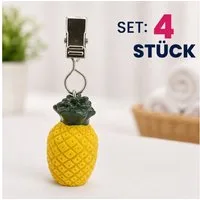 Koopman Tischtuchklammer Früchte 4 er Set, (Set, 4-tlg., Packung), 4tlg, Polystone, Ananas, mit Klammer, Früchte