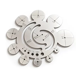 Rαdius Gauge 11-in-1 Multi-Function Circle Template Ruler 304 Stainless Steel Center Finder 8-24mm Round Corner Arc Find