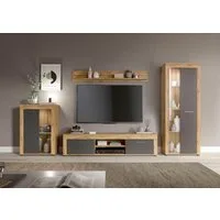 OTTO home Wohnwand AOSTA, Breite 310cm, 4-teilige Wohn-Kombination, (4-St., bestehend aus: Vitrine, Lowboard, Wandboard & Vitrine hoch), Wohnwand, Kombination, Anbauwand, Möbel Set, Schrankwand, Möbel Kombi