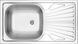 Neuesbad 1-Becken Spüle mit Abtropffläche, Satiniert, 760x435x150, 2'' mit Zubehör NB1DEZMU01101