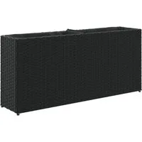 vidaXL Hochbeet Hochbeet mit 2 Fächern Schwarz 90x20x40 cm Poly Rattan (1 St)