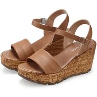 LASCANA Sommerschuh, offener Schuh, Sandale, Keilsandalette, Sandalette NEU aus Leder mit Keilabsatz in Kork-Optik
