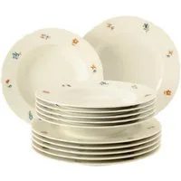 Seltmann Weiden Tafelservice Teller Set, Geschirr-Set, Service Marieluise (16-tlg), 6 Personen, Porzellan, Geschirr, Geschirr-Set, Made in Germany, 16 Teile, für 6 Personen