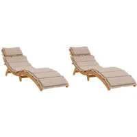 vidaXL Gartenliege Sonnenliegen mit Auflagen 2 Stk. Taupe Massivholz, 2 St.