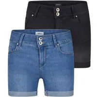 ONLY Jeansshorts Damen Shorts ONLCarmen 2er Pack Skinny Fit Basic Hotpants mit Stretch