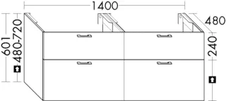 Burgbad Waschtischunterschrank System 30 Preisgruppe 1 Aqua 601x1400x480 Eiche Dekor Nachtschwarz WYIS140F7320