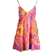 Desigual Partykleid Rotes Damenkleid mit V-Ausschnitt und kontrastierenden Details