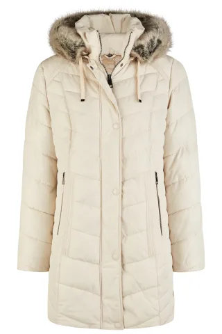 Barbara Lebek - Jacke Down Free mit Kapuze ohne Webpelz offwhite - Gr. - 44