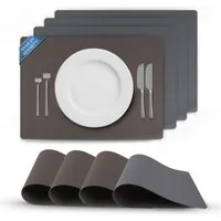 Bestlivings Platzset Kunstleder Uni/Struktur, (4-St), Tischset, abwischbares Lederimitat Platzdeckchen 46x33cm Doppelseitig