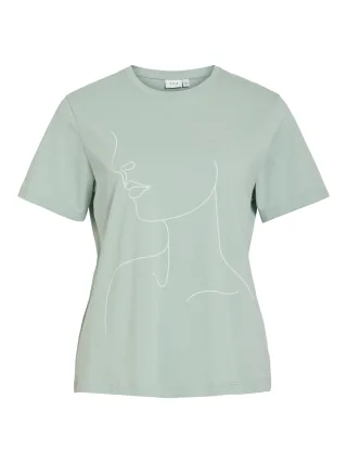 VILA - VISYBILLA BON O-NECK S/S T-SHIRT/LC/PB Blue Surf - Gr. - M