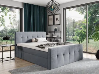 Boxspringbett Schlafzimmerbett OWEN 140x200cm Stoff Grau