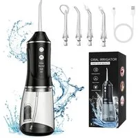 AKKEE Munddusche mit 4 Düsen, 380 ml Wassertank, Kabellos Elektrische Zahnseide, IPX7 wasserdicht