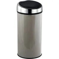 MSV Mülleimer Design Abfalleimer mit Touch-Automatik, bequemes und geräuschloses Öffnen, geruchsdicht, Edelstahl, 30 L, taupe