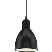 EGLO Pendelleuchte PRIDDY Hängeleuchte, Pendellampe, Stahl, schwarz, E27, Industrial, ohne Leuchtmittel, Wohnzimmerlampe, Esszimmerlampe, 1 flammig, Retro, Vintage, 110x15,5cm