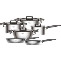 WOLL Topf-Set Concept, Edelstahl 18/10 (Set, 10-tlg., Kochtopf 20/24cm, Bratentopf 24cm, Stieltopf 18cm, Bratpfanne 20/28cm), Induktion