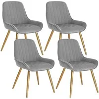 EUGAD Esszimmerstuhl (4 St), Retro, Sitzfläche aus Samt, mit Metallbeine
