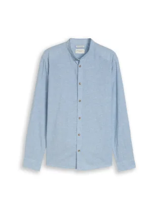 Tom Tailor - Regular Fit Hemd mit Leinenanteil bleeched blue chambray - Gr. - M