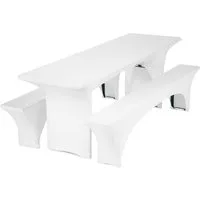 Gräfenstayn Hussen-Set Biertischhussen Bierzeltgarnitur 50cm 70cm, Biertischhussen 3 tlg Bierzeltgarnitur 50cm oder 70cm breite