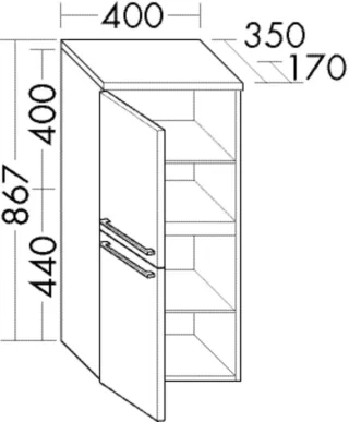 Burgbad Halbhochschrank Cube PG2 867x400x355 Sand Matt, UHBH040LF3791 UHBH040LF3791