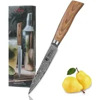 Wakoli Allzweckmesser EDIB Pro Damast Allzweckmesser Küchenmesser 12cm Klinge Pakkaholzgriff, Aus 67 Lagen Damaststahl, VG-10 Stahlkern