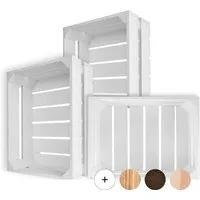 Creative Deco Holzkiste 3x Weinkisten Set Obstkiste Holz (3 Kisten)