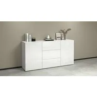 OTTO home Sideboard Egypt, Kommode, Schrank, grifflos, 2 Türen, 3 Schubkästen, komplett weiß Hochglanz lackiert,Breite 160 cm