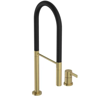 Ideal Standard 2-Loch Küchenarmatur Gusto Ausladung 225mm Semi-Pro 2F-Brause Brushed Gold, BD425A2 BD425A2