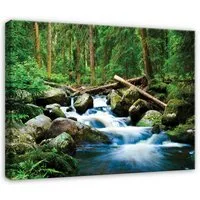 Wallarena Leinwandbild Wald Fluss - Grün - Modern - Wohnzimmer, Wald, 40x30x2cm